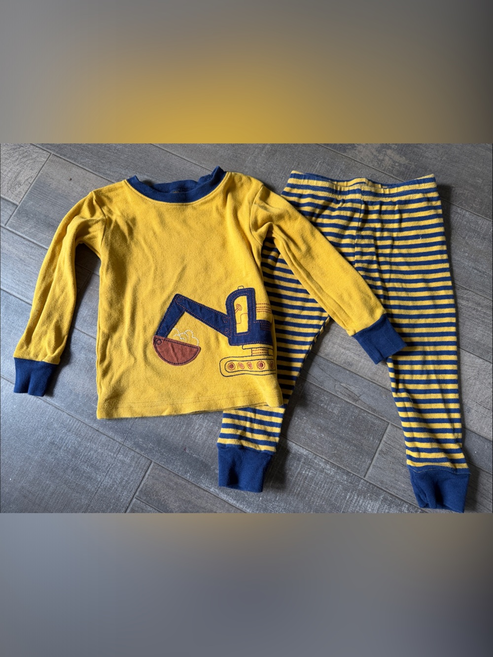 Carter's Yellow and Blue Construction Excavator Pajama Set